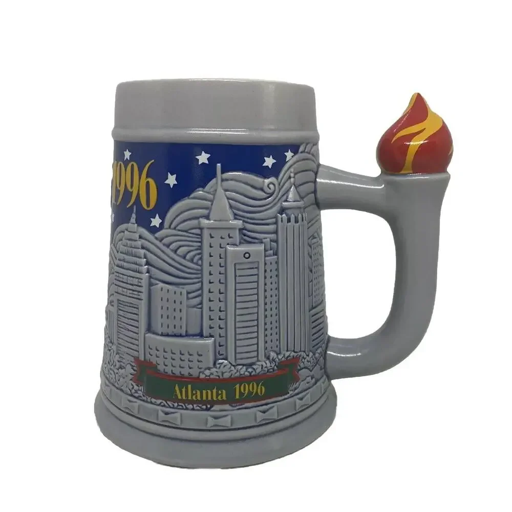 Budweiser Ceramic Beer Stein Collector Athens 1896 Atlanta 1996 Olympics Vintage